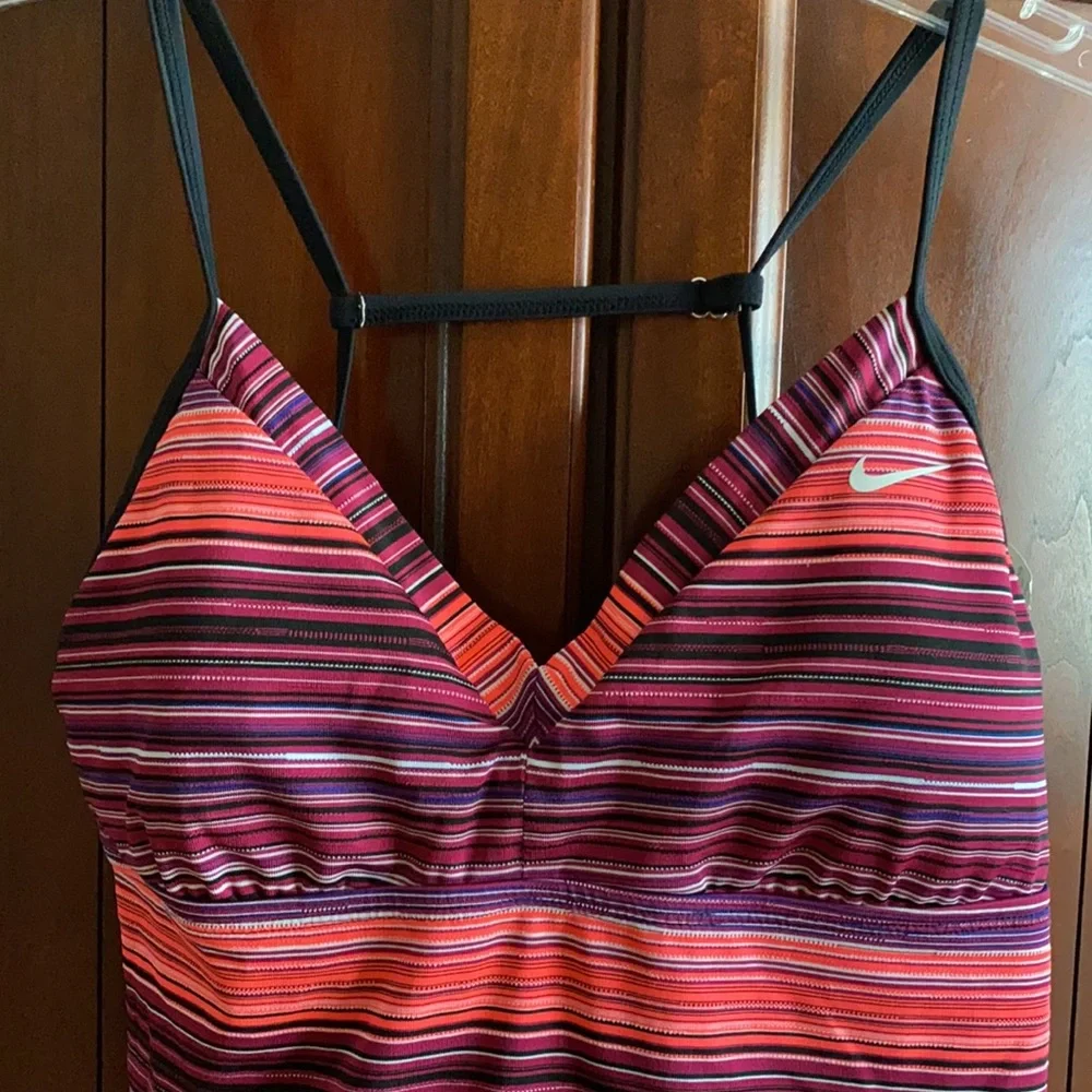 Nike Women’s Tankini swim top striped colorful size 10